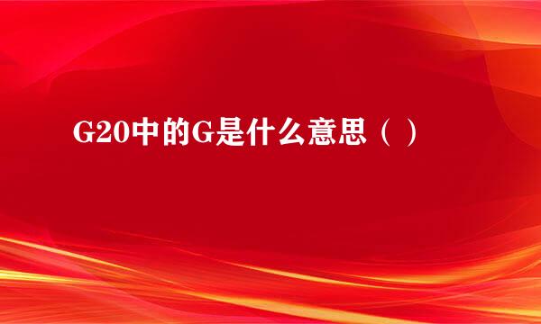 G20中的G是什么意思（）