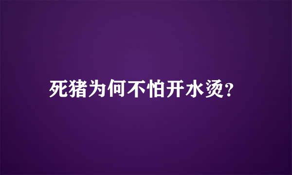 死猪为何不怕开水烫？