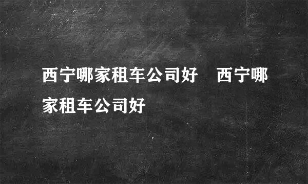 西宁哪家租车公司好 西宁哪家租车公司好