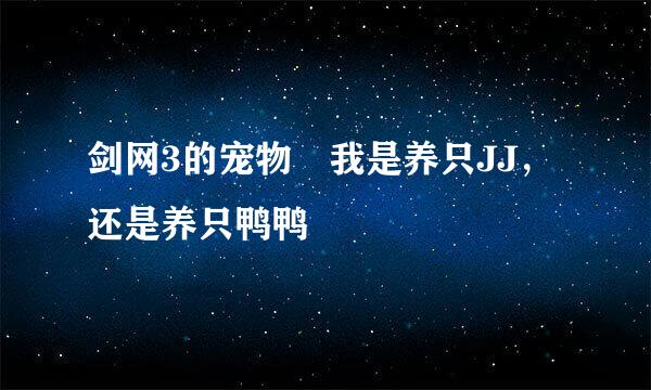 剑网3的宠物 我是养只JJ，还是养只鸭鸭