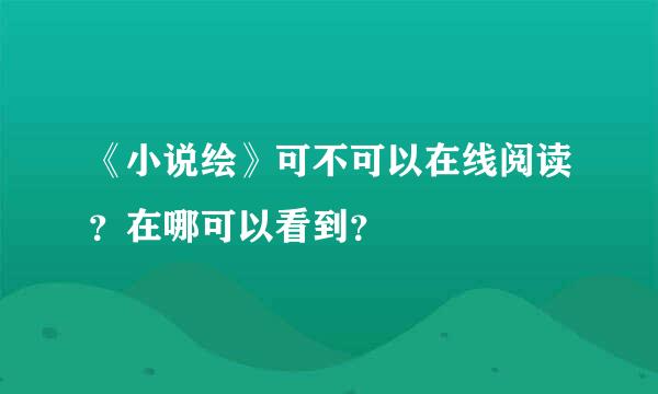 《小说绘》可不可以在线阅读？在哪可以看到？