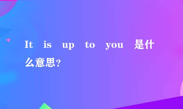 It is up to you 是什么意思？