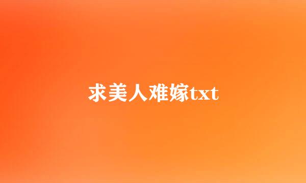 求美人难嫁txt