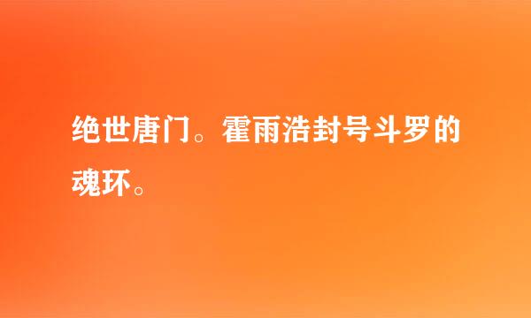 绝世唐门。霍雨浩封号斗罗的魂环。