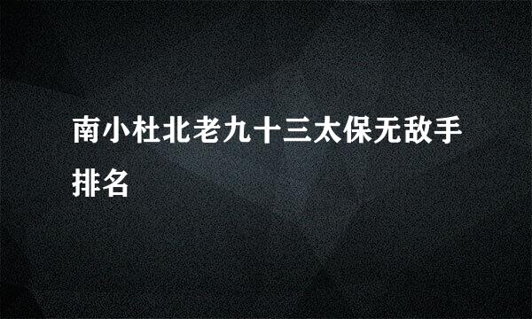 南小杜北老九十三太保无敌手排名