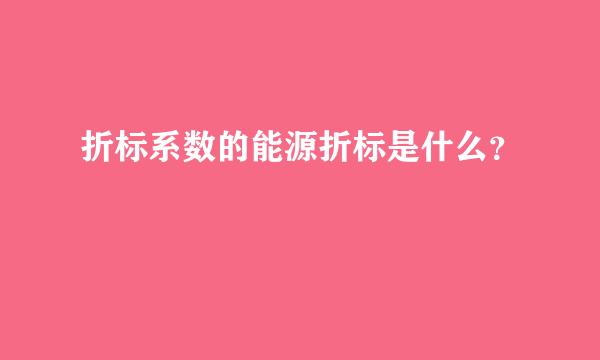 折标系数的能源折标是什么？