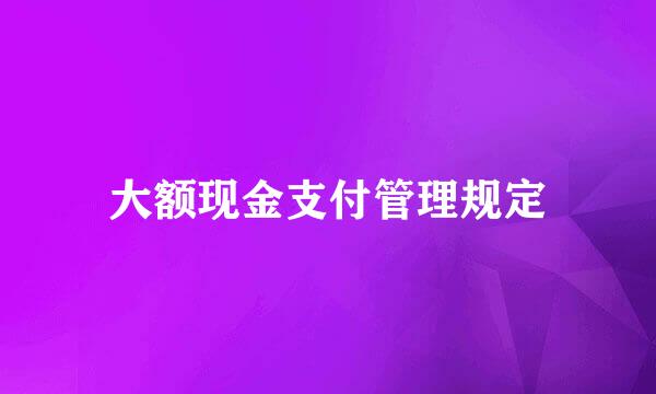 大额现金支付管理规定