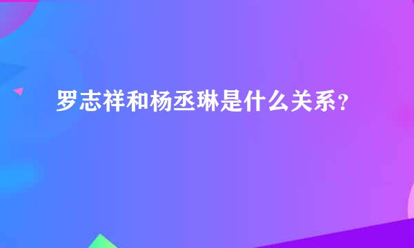 罗志祥和杨丞琳是什么关系？