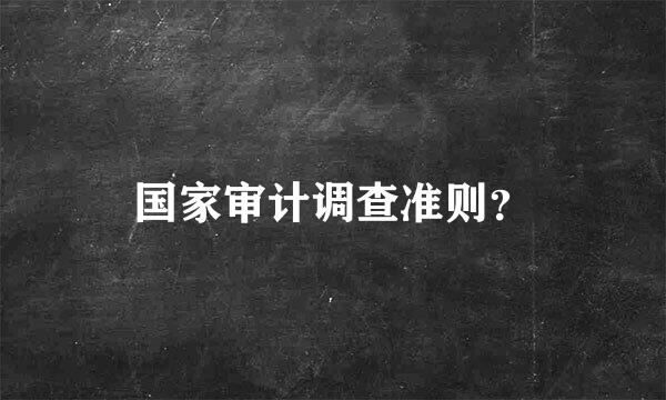 国家审计调查准则？