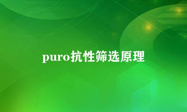 puro抗性筛选原理