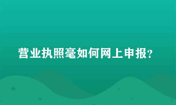 营业执照毫如何网上申报？