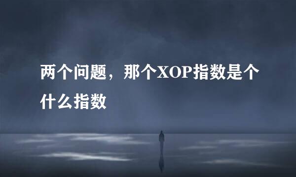 两个问题，那个XOP指数是个什么指数