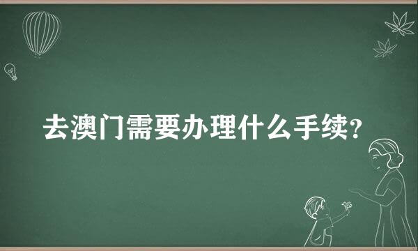 去澳门需要办理什么手续？