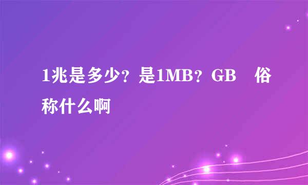 1兆是多少？是1MB？GB 俗称什么啊