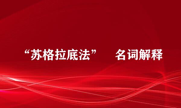 “苏格拉底法” 名词解释