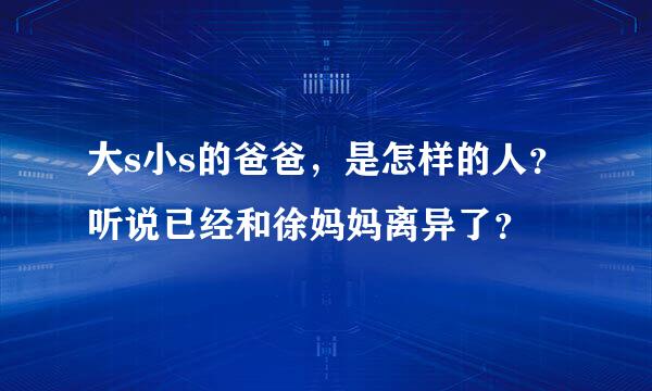 大s小s的爸爸，是怎样的人？听说已经和徐妈妈离异了？