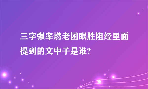 三字强率燃老困眼胜阻经里面提到的文中子是谁?