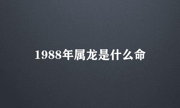 1988年属龙是什么命