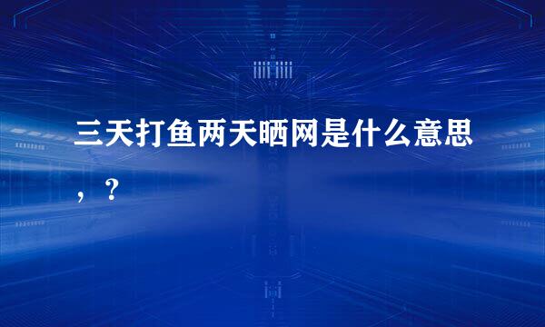 三天打鱼两天晒网是什么意思，？