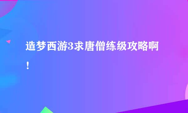 造梦西游3求唐僧练级攻略啊！