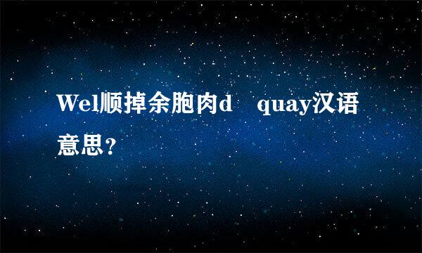 Wel顺掉余胞肉d quay汉语意思？