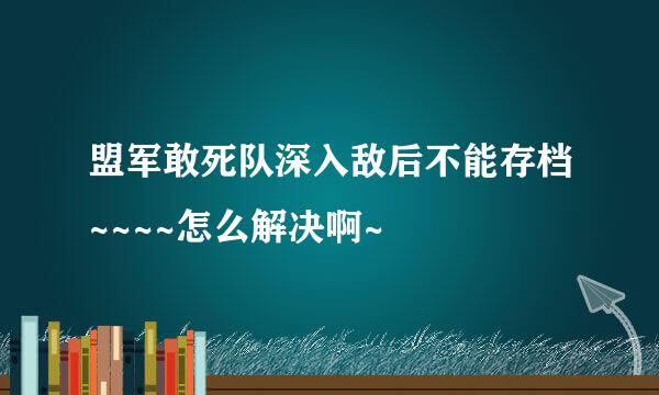 盟军敢死队深入敌后不能存档~~~~怎么解决啊~