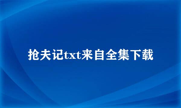 抢夫记txt来自全集下载