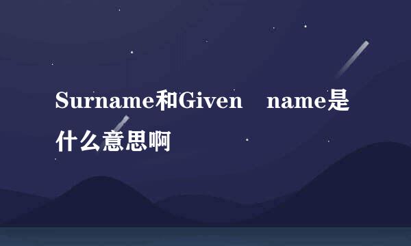 Surname和Given name是什么意思啊