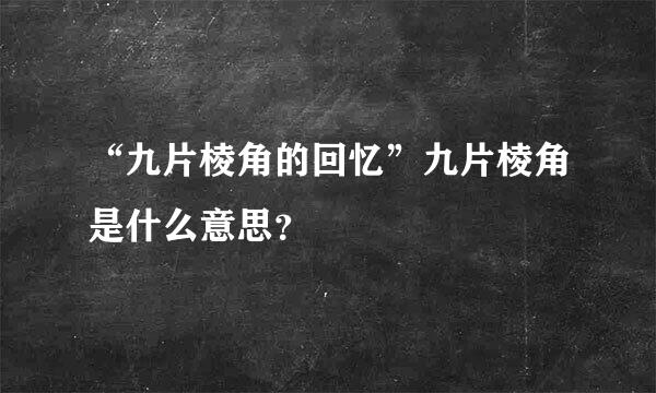 “九片棱角的回忆”九片棱角是什么意思？