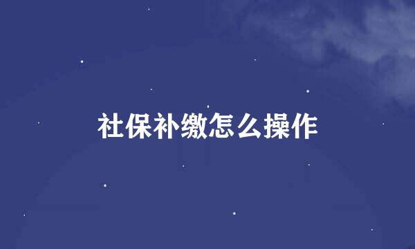 社保补缴怎么操作