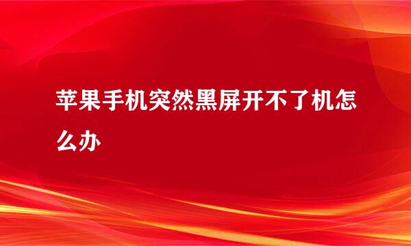 苹果手机突然黑屏开不了机怎么办