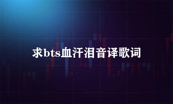 求bts血汗泪音译歌词