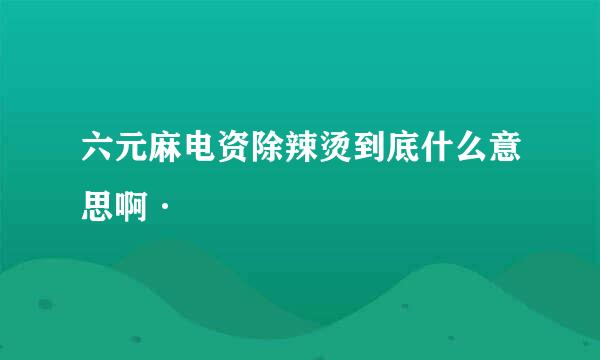 六元麻电资除辣烫到底什么意思啊·