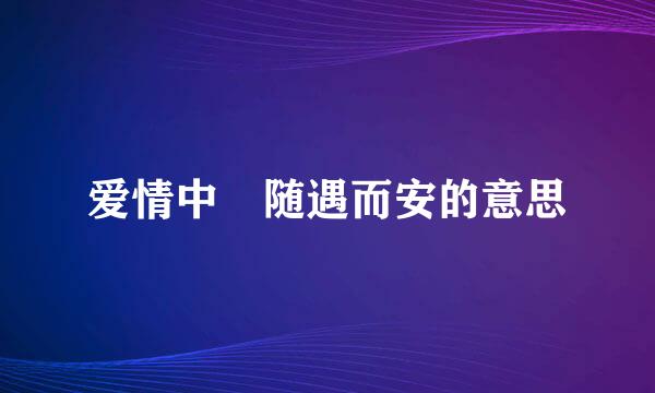 爱情中 随遇而安的意思