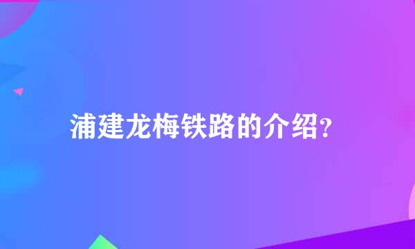 浦建龙梅铁路的介绍？