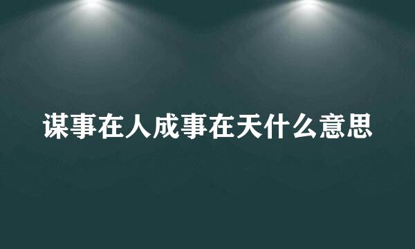 谋事在人成事在天什么意思