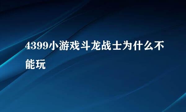 4399小游戏斗龙战士为什么不能玩