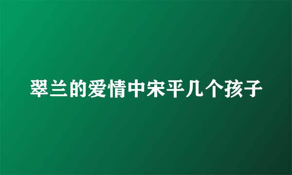 翠兰的爱情中宋平几个孩子