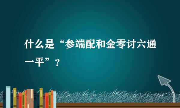 什么是“参端配和金零讨六通一平”？