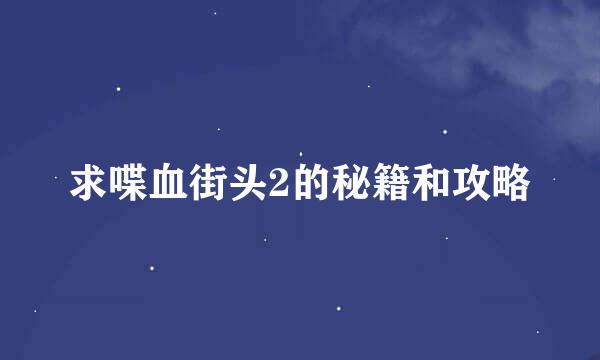 求喋血街头2的秘籍和攻略