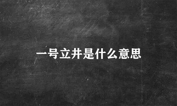 一号立井是什么意思