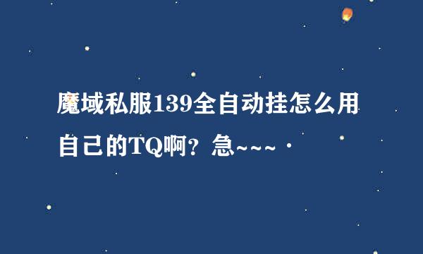 魔域私服139全自动挂怎么用自己的TQ啊？急~~~·