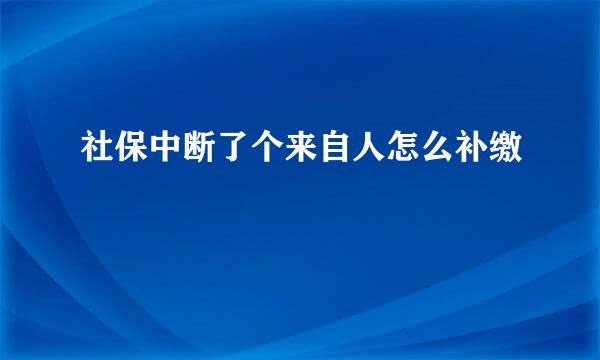 社保中断了个来自人怎么补缴