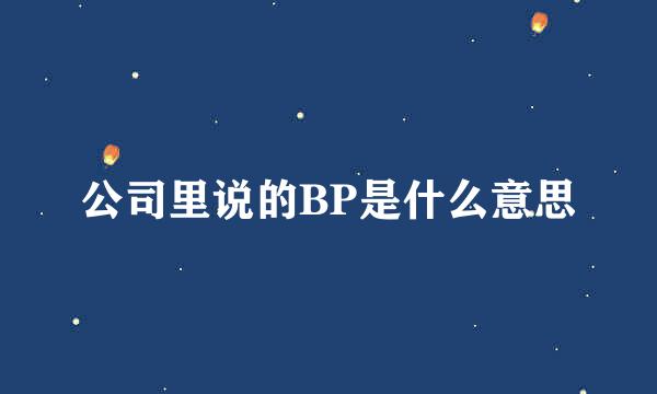 公司里说的BP是什么意思