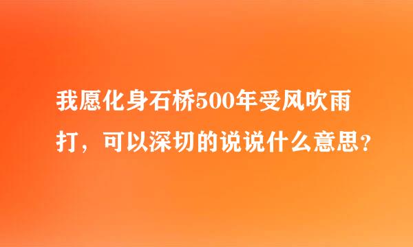 我愿化身石桥500年受风吹雨打，可以深切的说说什么意思？