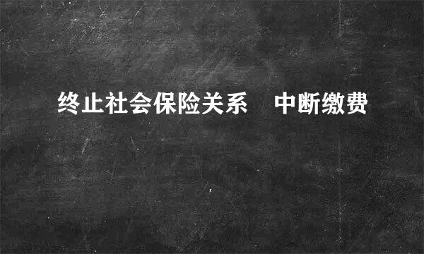 终止社会保险关系 中断缴费