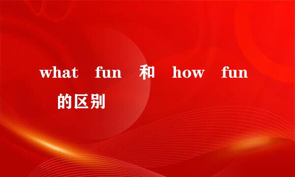 what fun 和 how fun 的区别