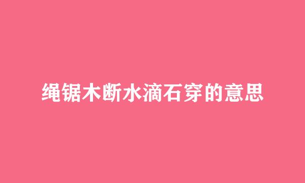 绳锯木断水滴石穿的意思