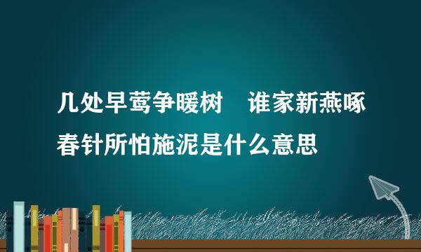 几处早莺争暖树 谁家新燕啄春针所怕施泥是什么意思