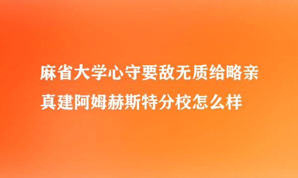 麻省大学心守要敌无质给略亲真建阿姆赫斯特分校怎么样